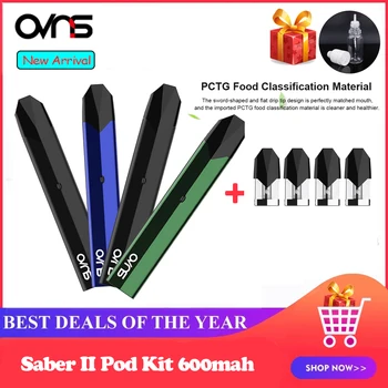 

OVNS Saber II Vape Pod Kit 600mah with 1.5ml Cartridge 1.4ohm dual ON-S cotton Coil E Cigarette Kit Vaporizer vs Minifit W01 Kit