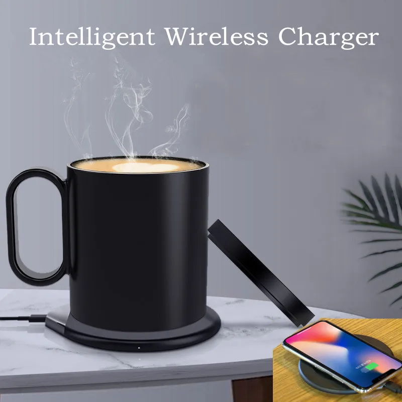 

55-Degree Intelligent Wireless Charging Electric Heating Coffee Cup charger for iphone 8 X samsung S7 s8 s9 fast charger