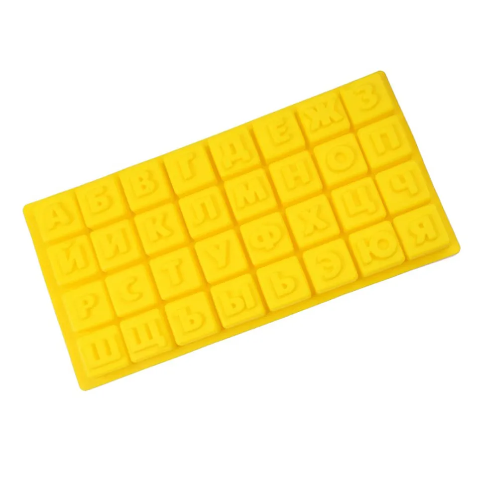 1pcs 3D Russian Alphabet Silicone Mold Fondant Cake Decoration Tools Letters Chocolate Mold Ice Cube Tray Pastry Baking Tools