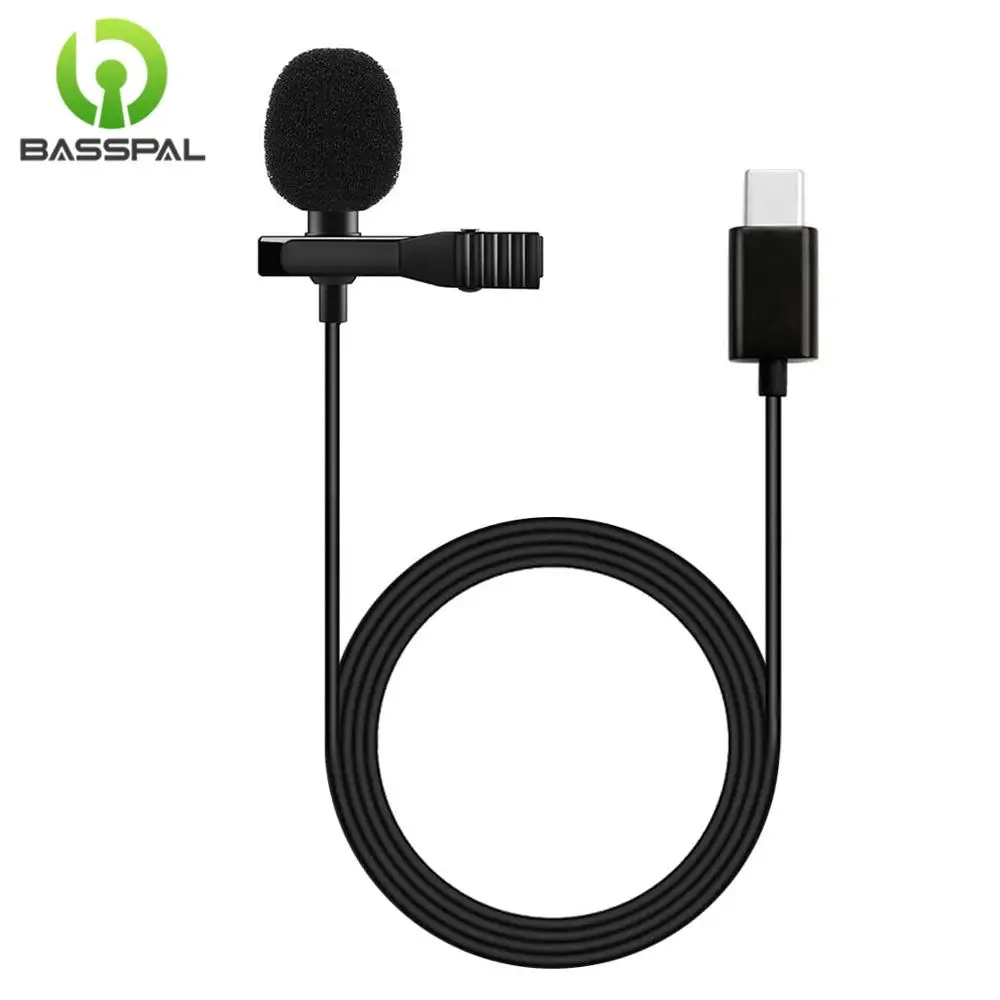 BassPal-Micrófono de solapa profesional, omnidireccional, 360 °, fácil de enganchar solo para Dispositivo de interfaz USB tipo C