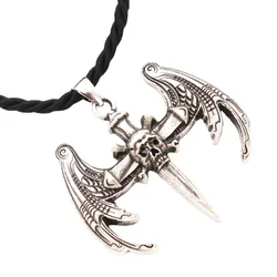Collier rétro Viking Legend Odin en métal, pendentif crâne, accessoires populaires européens et américains, chaîne d'auto défense en plein air 