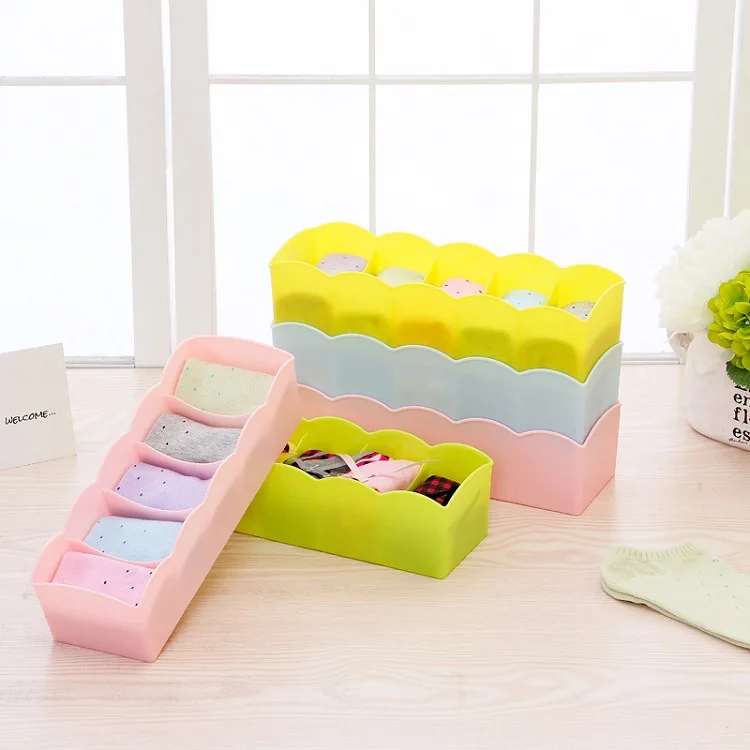 Creative Five Grids Compartmental Finishing Box-Superimposed Underwear Socks Decoration Storage Box Cosmetic Box