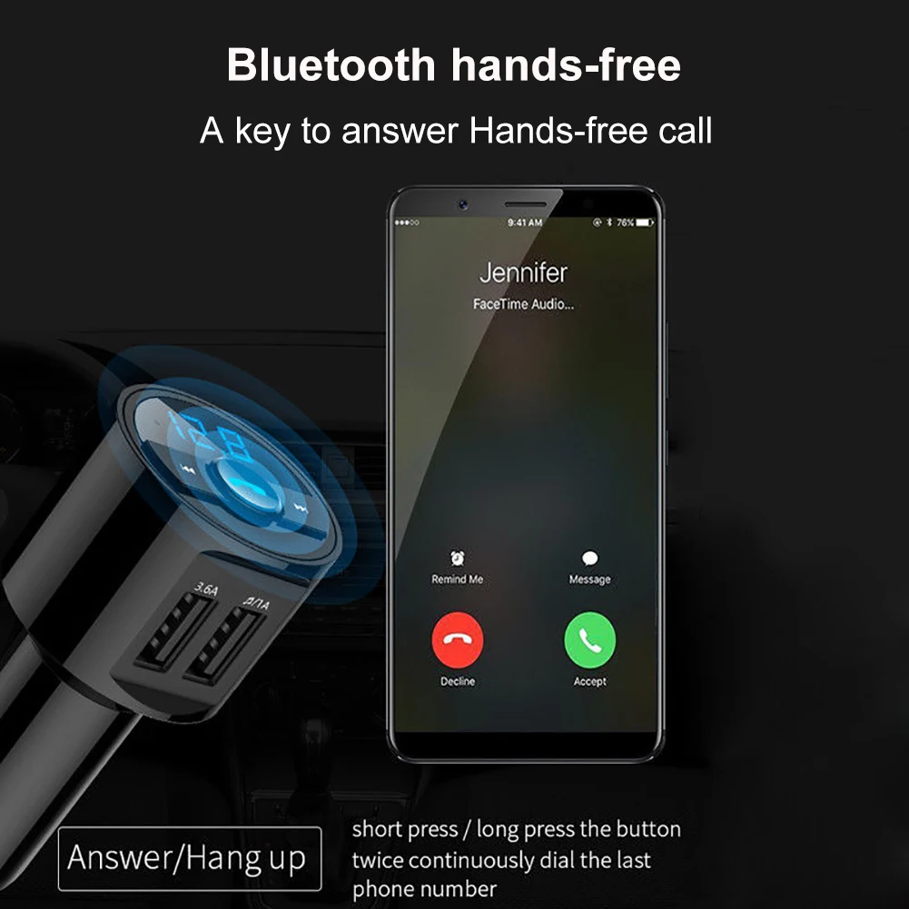 Автомобильный Bluetooth fm-передатчик приемник громкой связи QC3.0 USB быстрое зарядное устройство Радио адаптер MP3 плеер аксессуары для автомобильной электроники