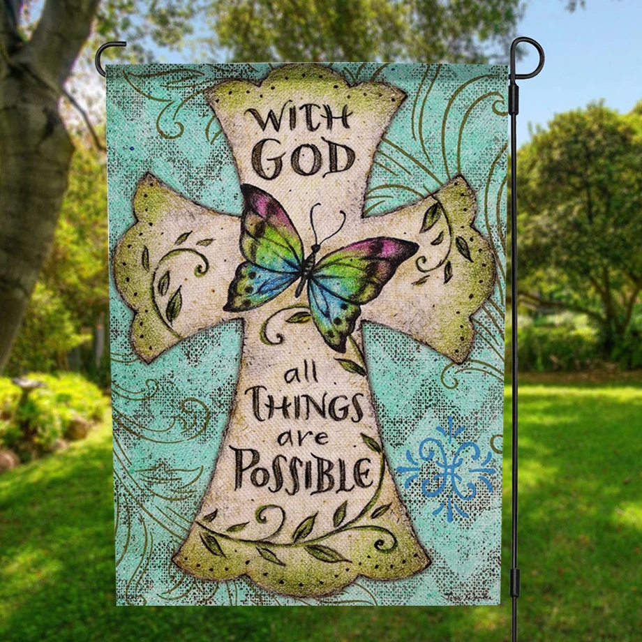 

Двухсторонний баннер с крестом-бабочкой для сада и флага с ветрозащитным резиновым зажимом 12,5 дюйма x 18,5 дюйма 32x47 см