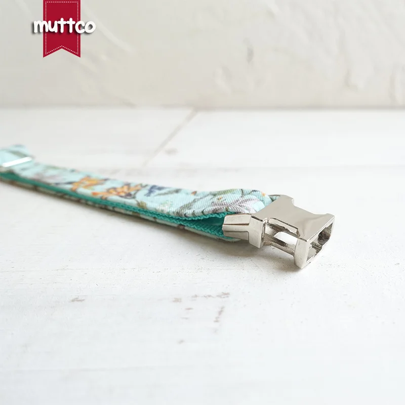 MUTTCO Retailing creative fresh style cat collars with floral THE BLUE FLOWER handmade adjustable cat collar 2 sizes UCC060