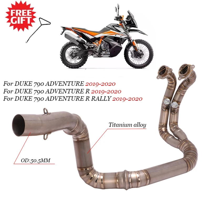 For Duke 790 Adventure R Rally 2019 2020 Motorcycle Exhaust Muffler Modify Titanium Alloy Slip On Front Middle Link Tube - DUKE - Racext 13