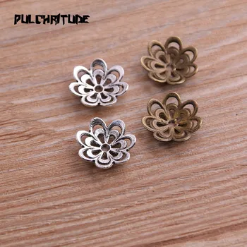 

30pcs 15*15mm Two Color Receptacle Hollow Double Flower DIY Spaced Jewelry Accessories Charms For Jewelry Making