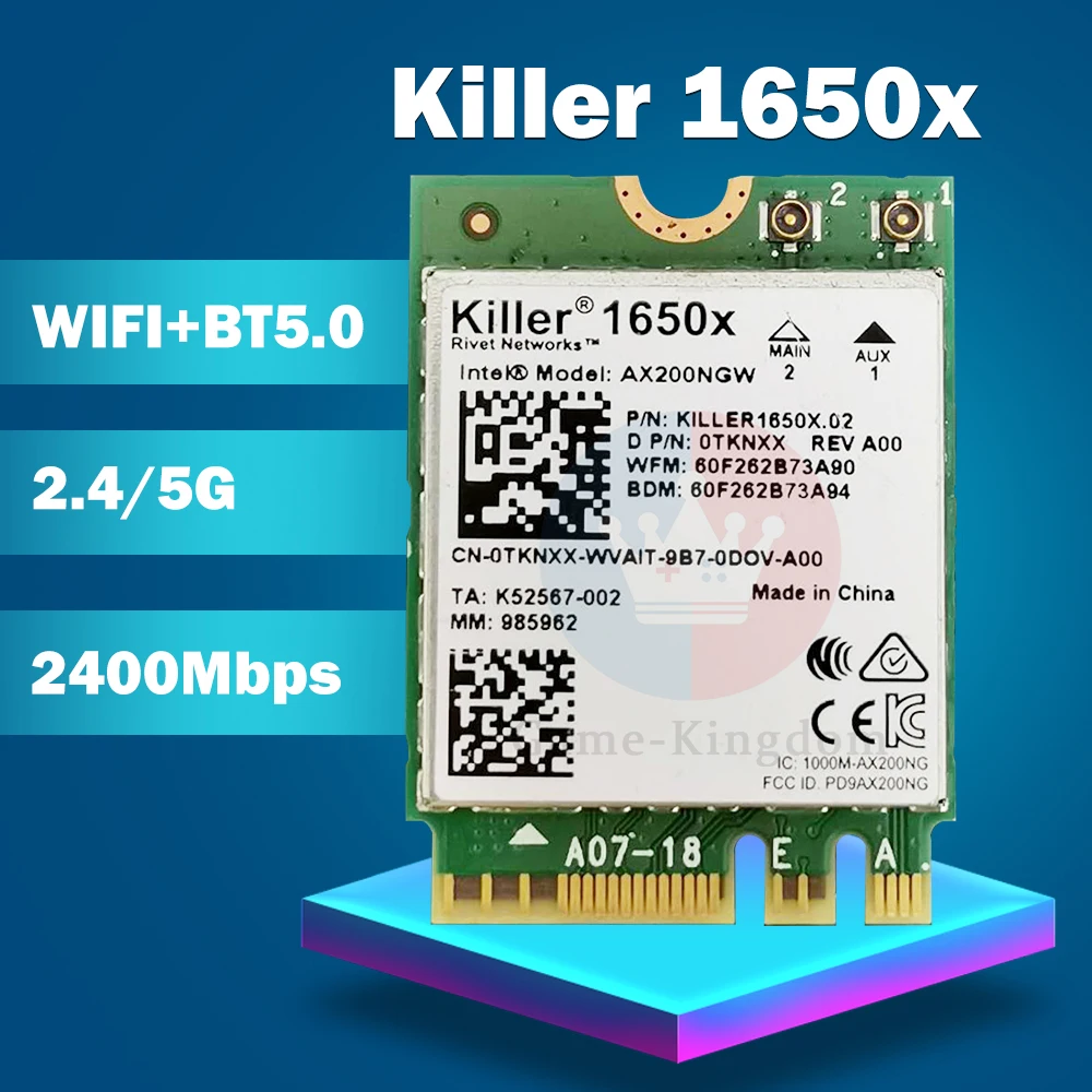 Убийца 1650x ax200 AC Dual Band 2 4 Гбит/с Беспроводной AX200Wifi карты AX200NGW 802.11AX/AC/A/B/G/N BT 5 0