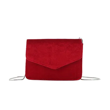 

Women's Vintage Shoulder Bags Fashion Hasp Red Velvet Messenger Bags Chain Retro Crossbody Bags Evening Party Elegant Clutch Bag