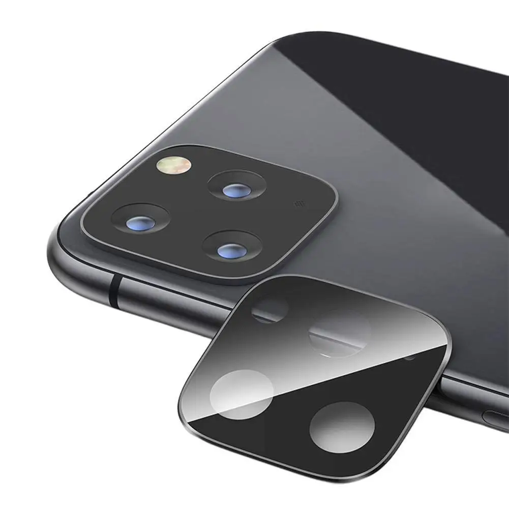 Полное покрытие объектива камеры защитное металлическое кольцо закаленное стекло для iPhone 11 Pro XS Max XR X Задняя крышка объектива камеры защитный чехол - Цвет: Черный