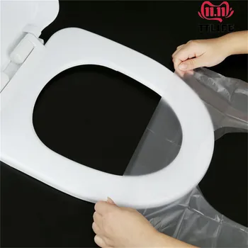

TTLIFE 50pcs Disposable Toilet Seat Single Piece Plastic Travel Toilet Hotel Disposable Toilet Seat Cushion Bathroom Accessories