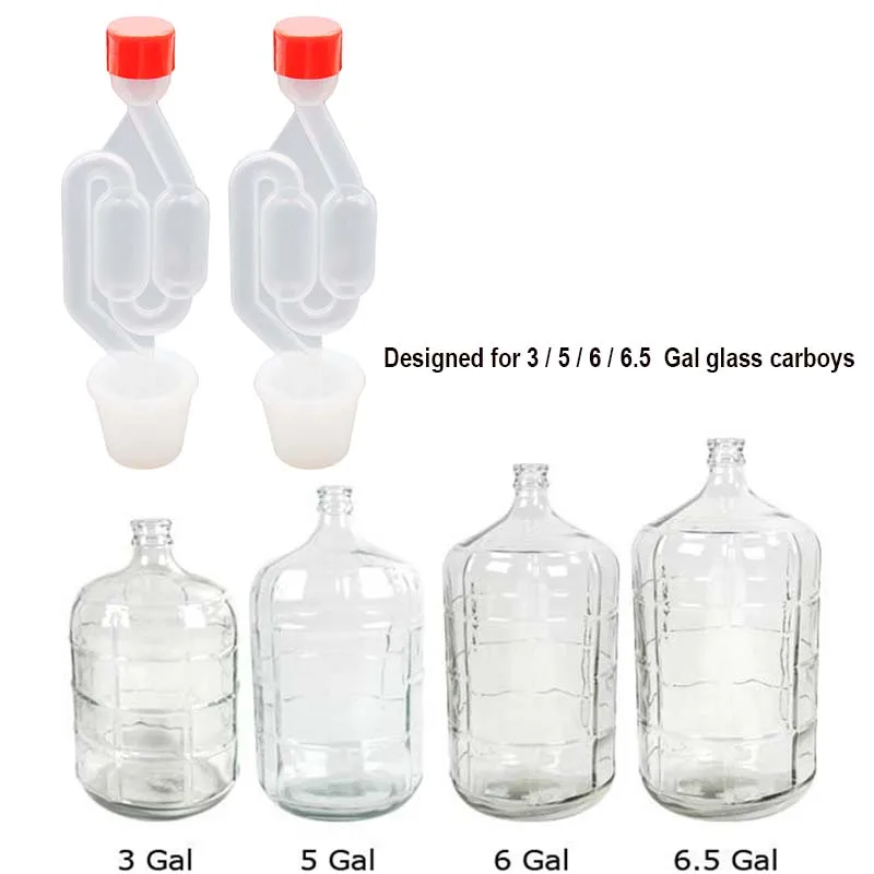 Homebrew Airlock Kit S Type Twin Bubble Airlock and Silicone Carboy Bung For Wine Making and Beer Making Kombucha Pack of 2