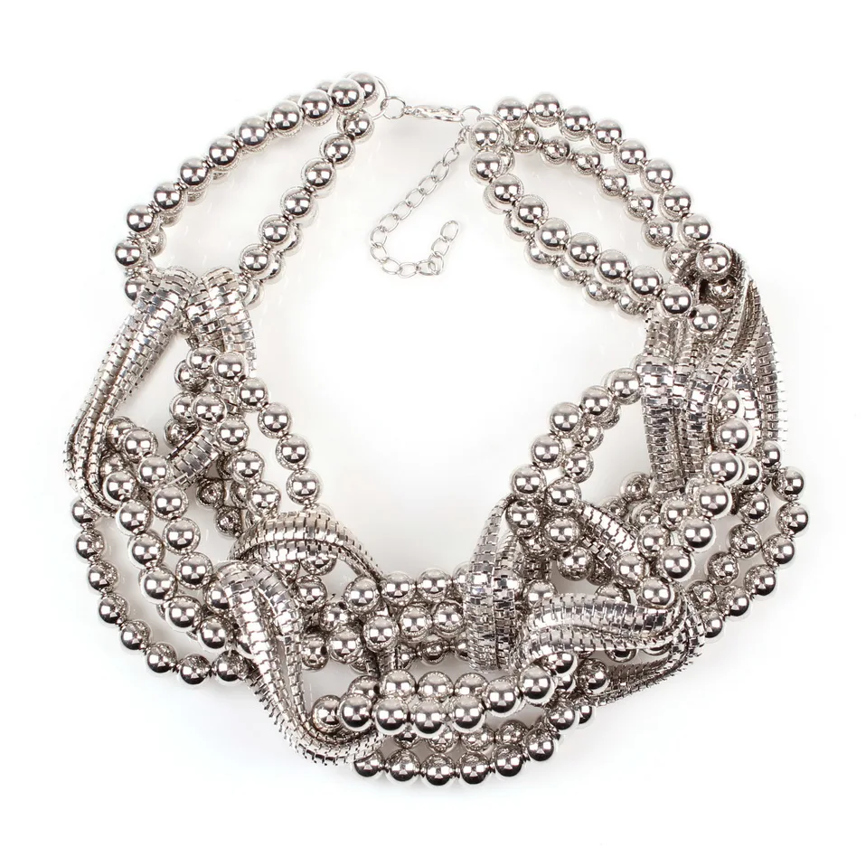 Fashionable New Design Brand Statement Necklace Alloy Chain Bead Chunky Big Pendant Necklace For Women Jewelry Wholesale