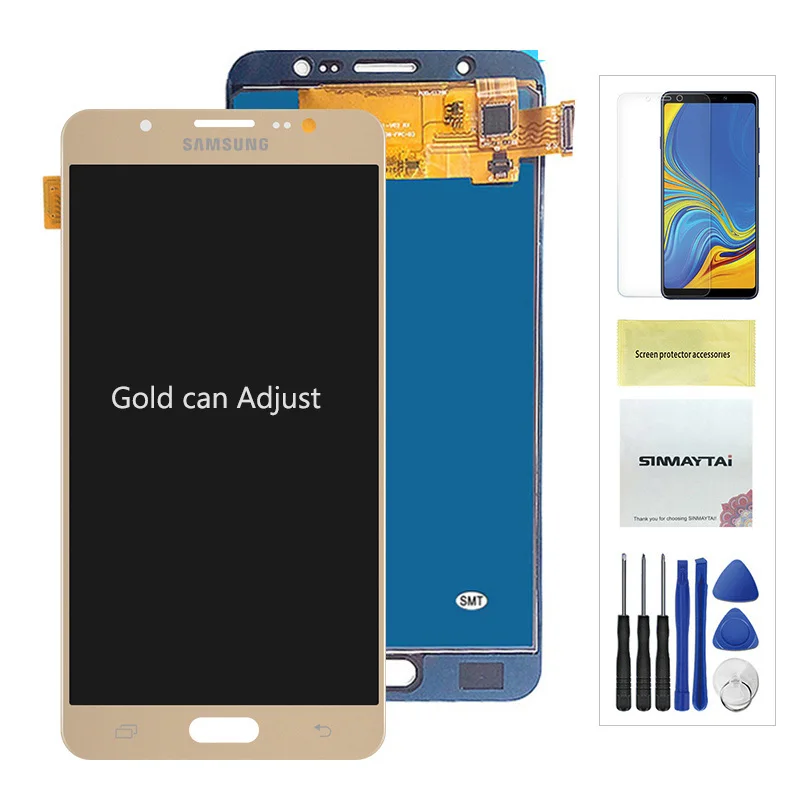 Gold No Frame Можно регулировать J7 ЖК-дисплей для Samsung Galaxy J7 j710 J710H J710FN J710F J710M/DS сенсорный экран дигитайзер Рамка Корпус - Цвет: Gold No Frame