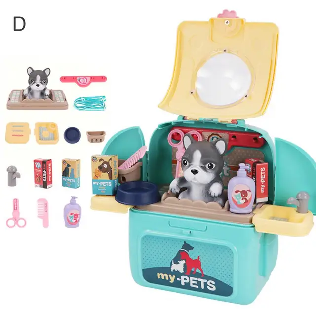 Pet  Backpack Practical  Exquisite Plastic Pretend Play Pet Care Set Cute Pet  Storage  Bag Transformable Toy Backpack For Gifts 3