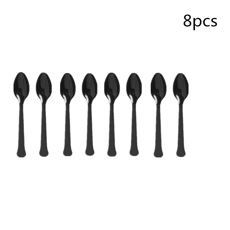 Spoons 8pcs Одноразовая посуда набор для 21 30 40 50 60st olds День Рождения украшения для взрослых баннер флаг бумажные чашки принадлежности для бумажных табло - Цвет: Spoons 8pcs
