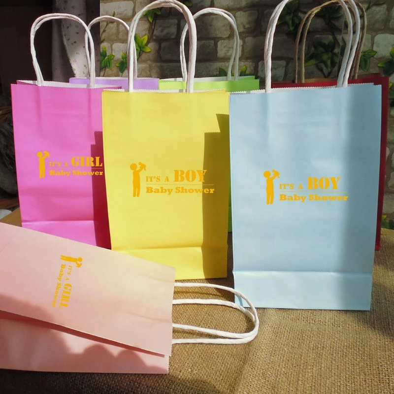 

100pcs Customized baby shower candy box Pure gift paper bag it's a boy it's a girl DIY party favors birthday accessories