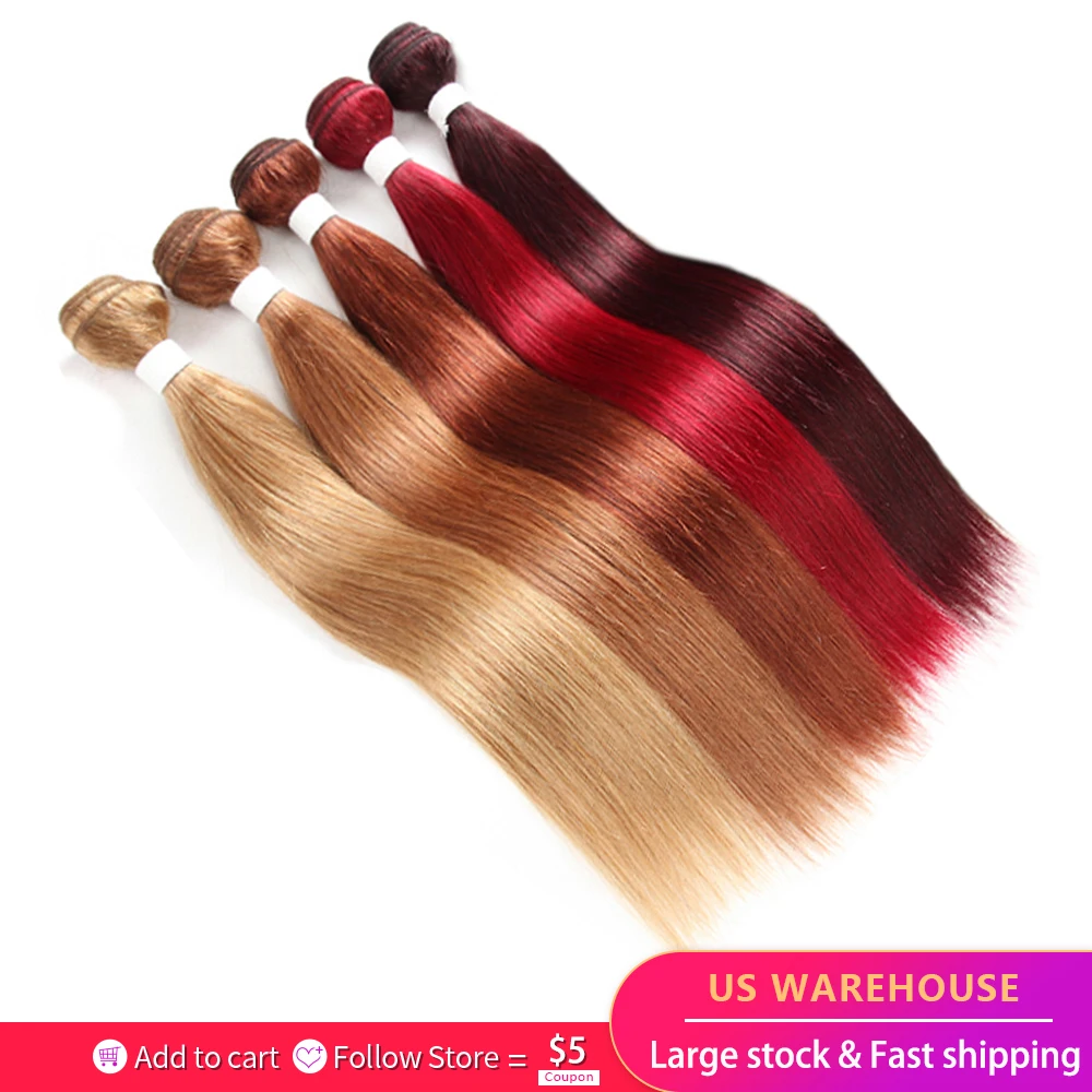 99J Burg Red Brown Color Straight Hair Bundles KEMY HAIR 3/4PCS Brazilian Hair Weave Bundles 8-26inch Remy Human Hair Bundles