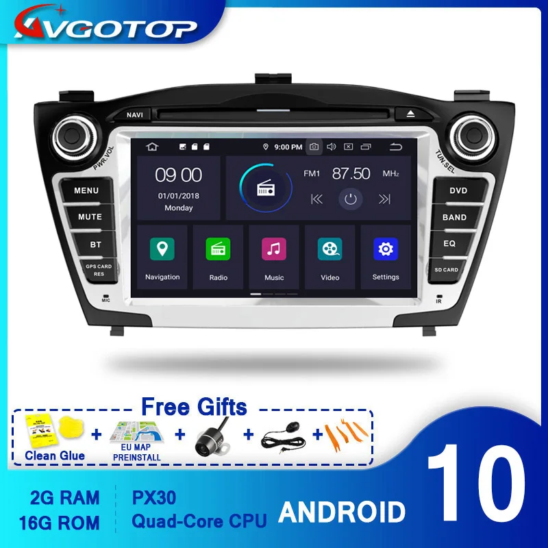 AVGOTOP Android 10 4 Гб + 64 ГБ Автомобильный DVD плеер для HYUNDAI IX35 2009 2013 IPS HD экран