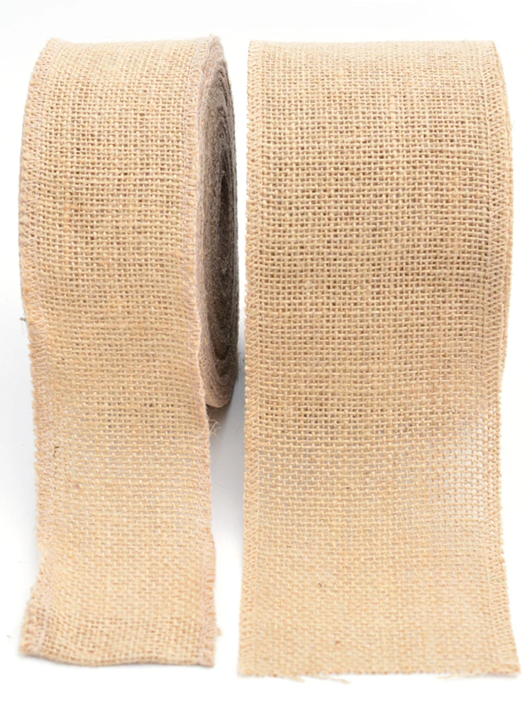 Description Picture 4 of item1-10 Meters/Roll 100% Natural Jute DIY Crafts Gift Package Burlap Lace Hessian Hemp Ribbon Vintage Rustic Wedding Party Decor