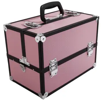 

Aluminum Alloy Makeup Train Case Jewelry Box Organizer Pink ship from US drop shipping