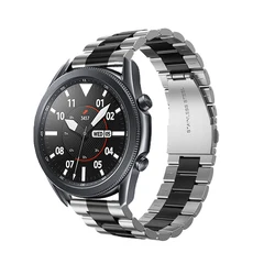 Premium 20mm/22mm Stainless Steel Watch Bracelet Strap - Elegant Replacement Watchbands for 22mm (Silver black)