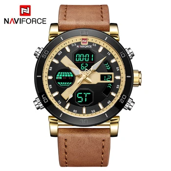 

NAVIFORCE Fashion Gold Watches Mens Analog Digital Sport Quartz WristWatch LED Luminous Waterproof Male Clock Relogio Masculino