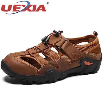

UEXIA Summer Men's Shoes Outdoor Sneakers Casual Shoes Anti-collision Leather Non-slip Sneakers Men Beach Sandals Big Size 38-48