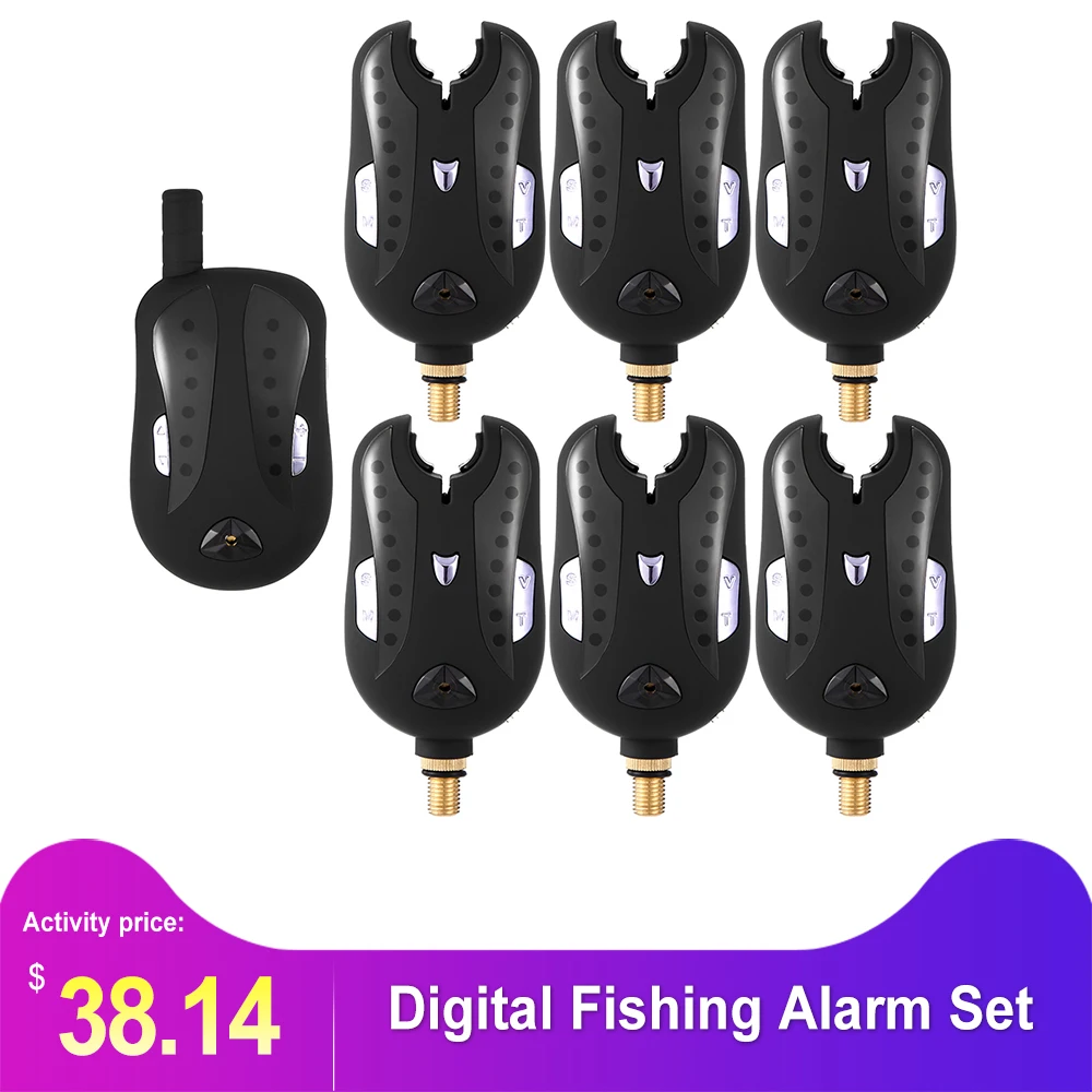 

Lixada Wireless Digital Fishing Alarm Fishing Bite Alarms Set Fishing Receiver Sound Alert Kit Led Alarm Indicator with Case