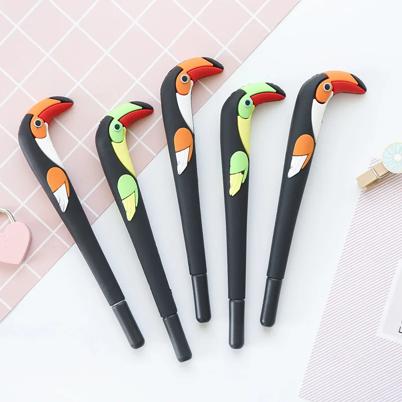 40PCS/Lot cute cartoon toucan pen students write homework stationery silica gel creative neutral pen
