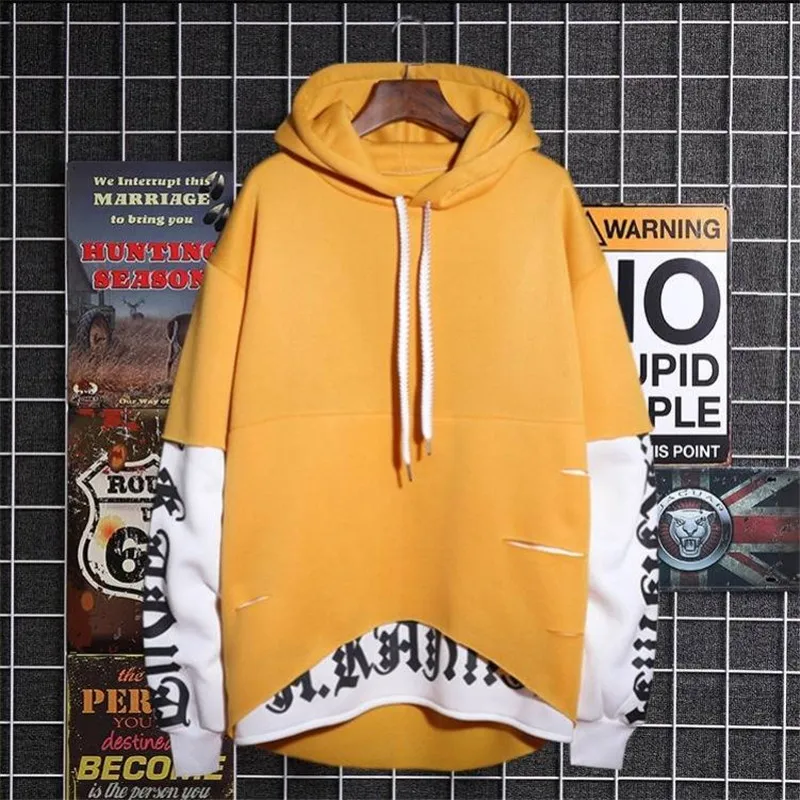 Классная Толстовка Для мужчин в стиле хип хоп из кусков пуловер с длинными