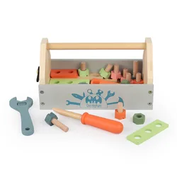 Outils de Maintenance polyvalents en bois pour enfants, ensemble de combinaison d'assemblage et de démontage d'écrou bleus, jouets d'étude de famille simulés 