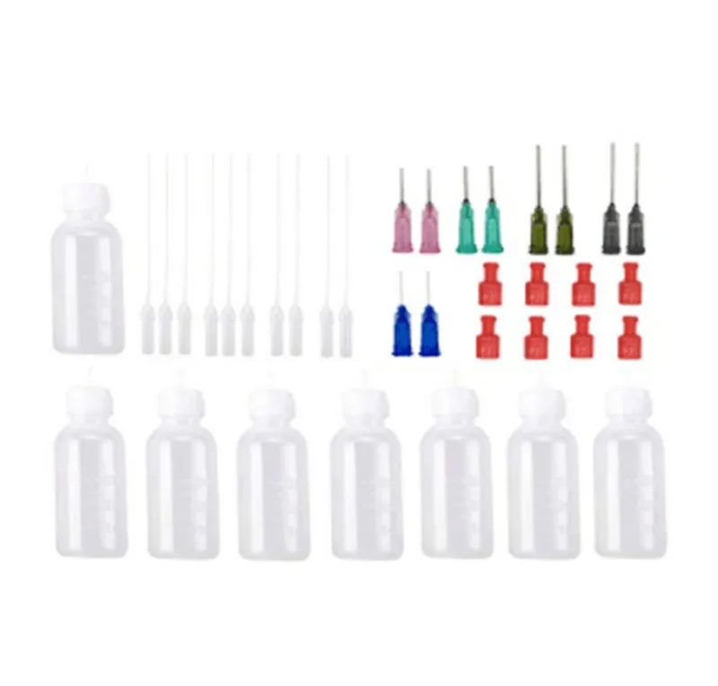 

28Pcs/Set Dispensing Needle Kits Blunt Tip Syringe Dropper Plastic Liquid Squeeze Bottle For Refilling Welding Glue Applicator