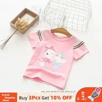 

Bear Leader Girls Cartoon Summer T-shirts 2020 New Fashion Girl Kids Cute Tops Casual Short Sleeve Lace Outfits Children Suits