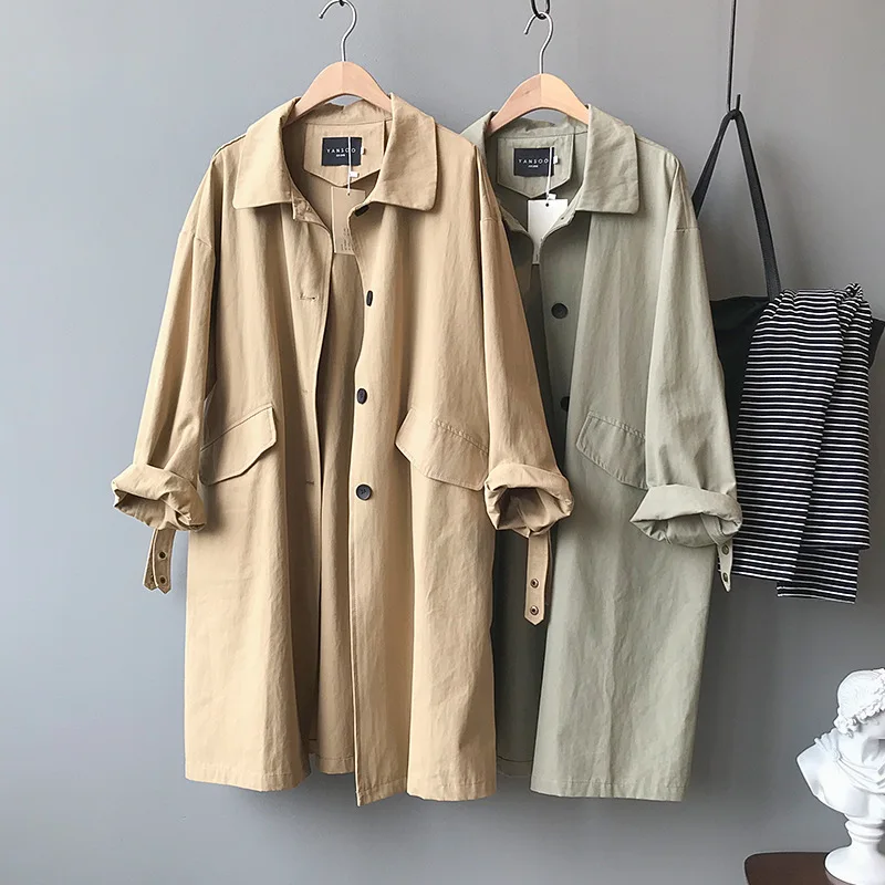 

2023 Spring Women Trench Coat Turn Down Collar Female Clothes Autumn Long Khaki Coat Windbreaker Outerwear Casaco Feminino