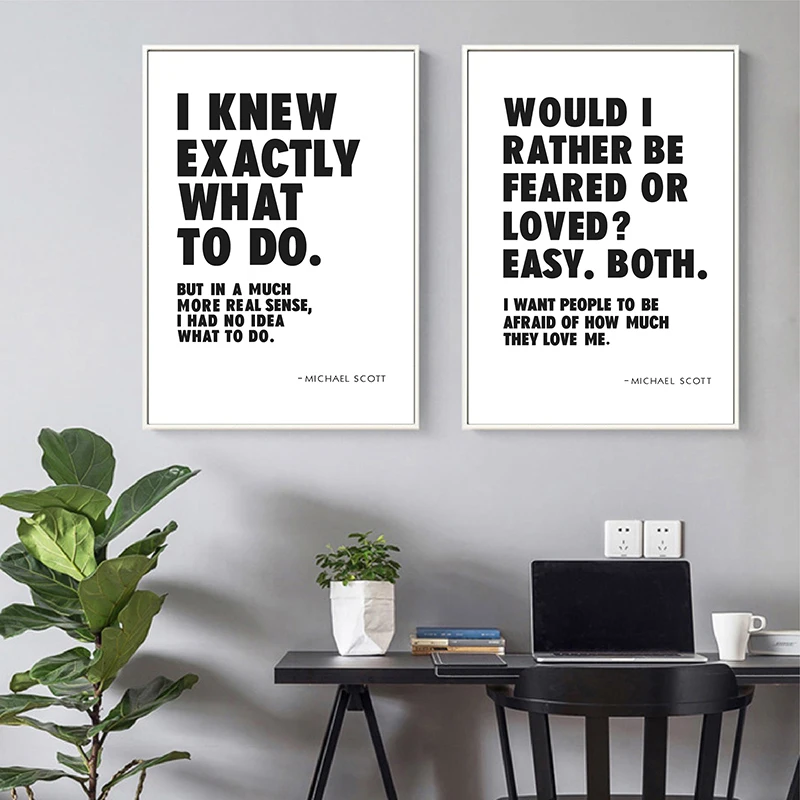 

Funny TV Show Quotes Posters and Prints Office Wall Art Decor Michael Scott Office Quote Black White Typography Canvas Painting