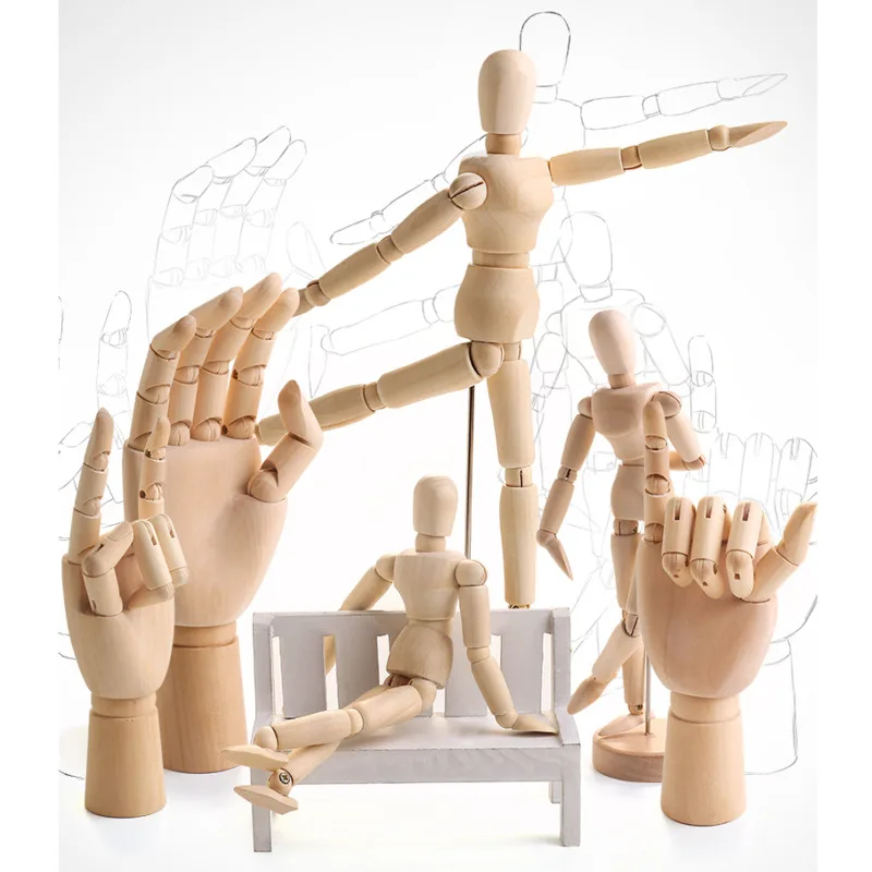 Lot De 5 Mannequins En Bois Articulés Richeson 12'' Pour Dessin Et Modelage