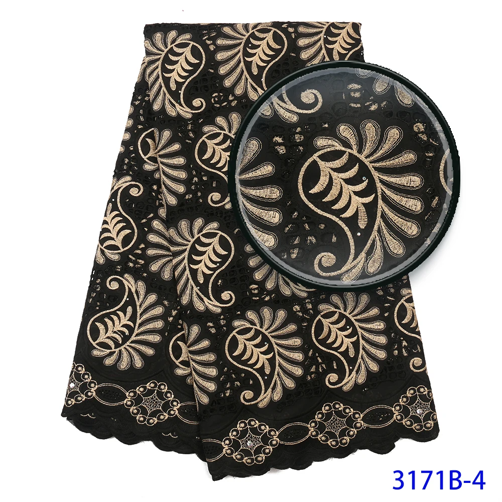 2019 Swiss Voile Lace In Switzerland High Quality African 100%Cotton Lace Fabric With Stone Nigerian Every Dress Party QF3171B-2