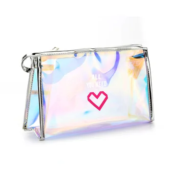 

Fashion Women Make-up Bags Colorful Laser Makeup Bag Cool Holographic Clutch Cosmetic Bag Transparent Bag Kids Girl Mini Bags