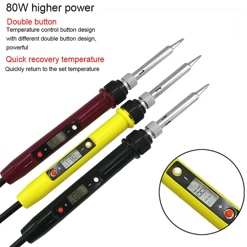 

Adjustable Temperature Electric Soldering Iron 80W 220V/110V LCD Digital Display Welding Solder Iron Rework Repair Tools