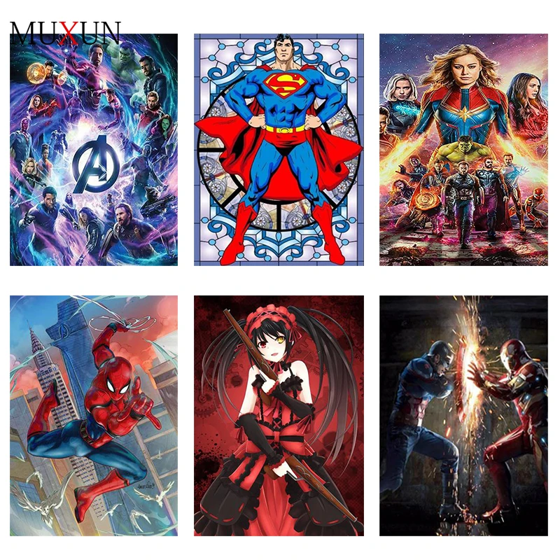 

Full Round Drill 3D Diamond Embroidery Cross Stitch New 5D Diamond Painting Cartoon Anime Superman Mosaic Home Decoration Ep412