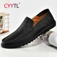 

CYYTL Men's Casual Slip On Loafers Leather Dress Formal Shoes Walking Male Driving Hand Stitching Moccasins Bussiness Work Flats