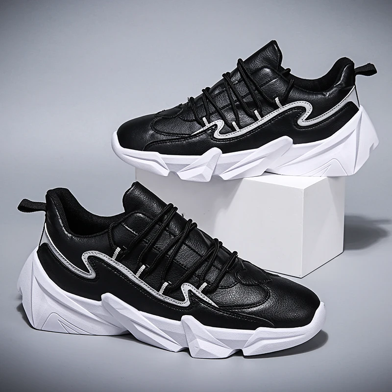 Большие размеры 46; мужская повседневная обувь; легкая мужская обувь на шнуровке; удобные дышащие спортивные кроссовки; tenis feminino Zapatos - Цвет: Black