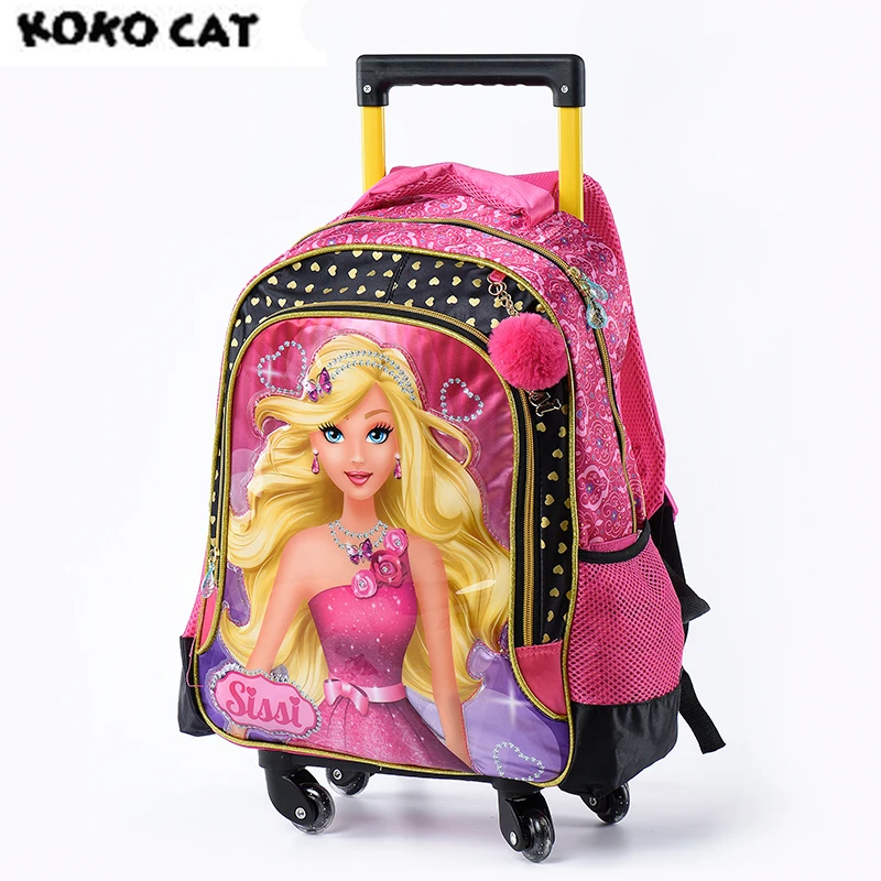 Bag Trolley-Bag Bookbag Girls Teens Children School Koko Cartoon Cat for 3D Beauty Kids