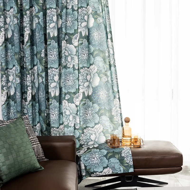 

Modern and Simple Polyester-cotton Pastoral Printing Curtain Finished Custom Shading Curtains for Living Dining Room Bedroom