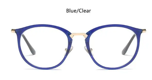 blue clear Женские прозрачные круглые очки сплав дужки Модные прозрачные оправы для очков для женщин оптика черные очки Роскошные очки - Цвет оправы: blue clear