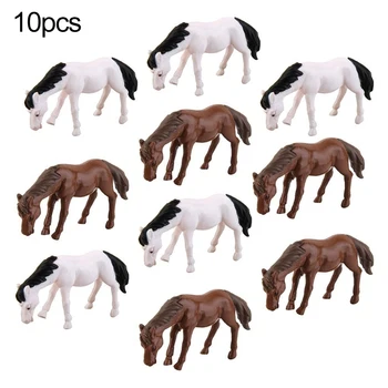 

10Pcs Cute Mini Miniature Horse Moss Fairy Garden Figurine Landscape Bonsai Decor