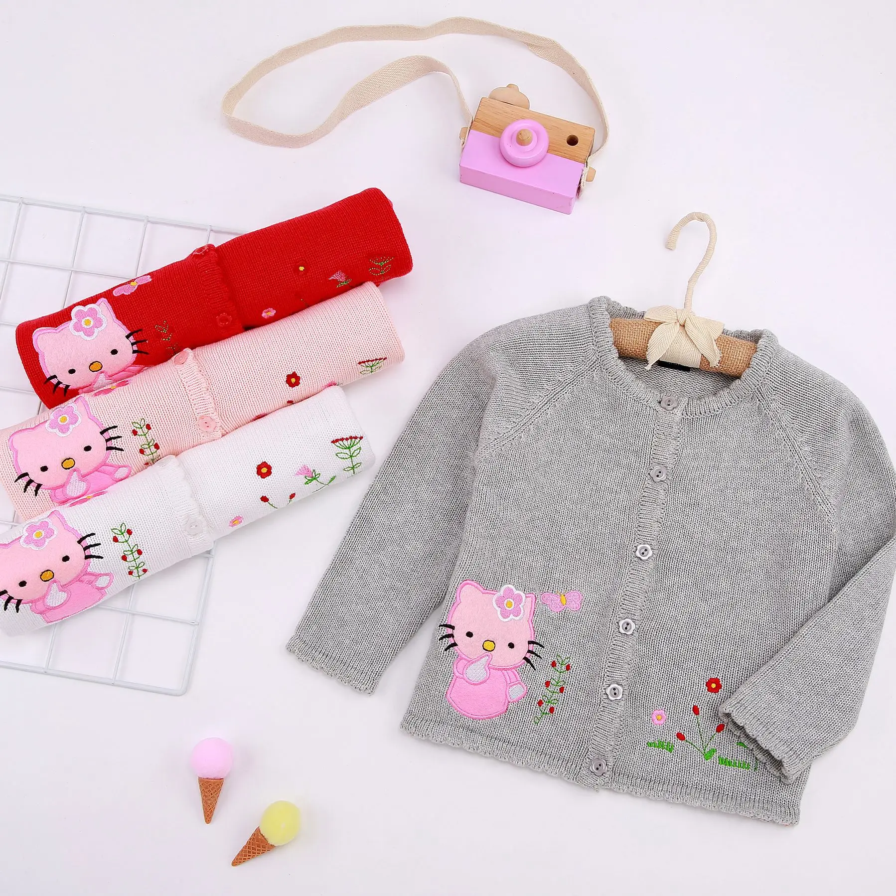 

2019 Autumn And Winter New Style Children Female Baby Cotton Soft Children 7-Pin Western Style Cardigan Hot Selling