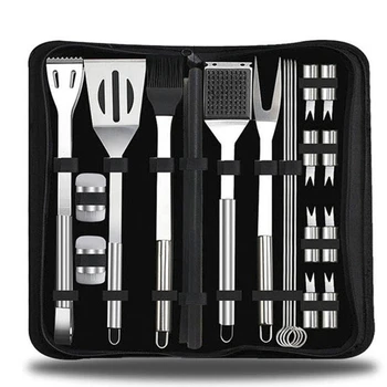 

Super sell-21 Pieces Set Barbecue Stainless Steel Barbecue Suit Portable Bbq Tool Outdoor Camping Grill Accessories Bbq Set