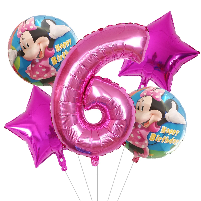 5 шт./лот воздушные шары из фольги с изображением Микки Мауса для детского душа, 1-й, 2-й, 3-й, первый год, для мальчиков и девочек, для дня рождения, украшения, kidsToys - Цвет: Бежевый